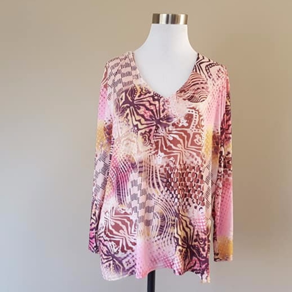 Pullover Top Pamela McCoy Pink Shades Long Sleeved - Picture 3 of 7